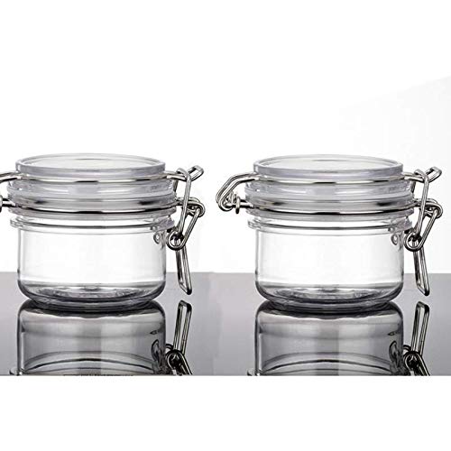 2-Pack 4 Oz Clear Round Plastic Storage Jars with Hinged Lids