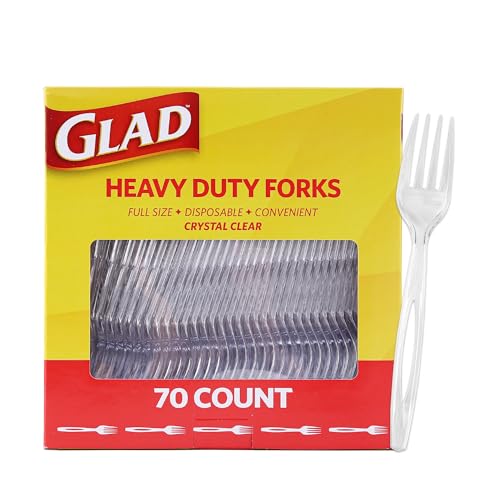 Glad Heavy Duty Clear Disposable Plastic Forks 70 Pack (12 Pk) - Standard Size
