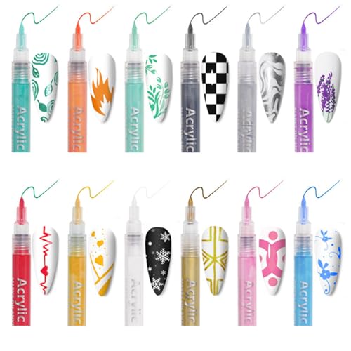 WTOGETAO 0.7mm Nail Art Marker Pen - Quick Dry Acrylic Paint Pen for DIY Nail Design Rose Red