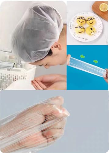 Borsicge 100 PCS Disposable Shower Caps Waterproof Clear Plastic Hair Caps