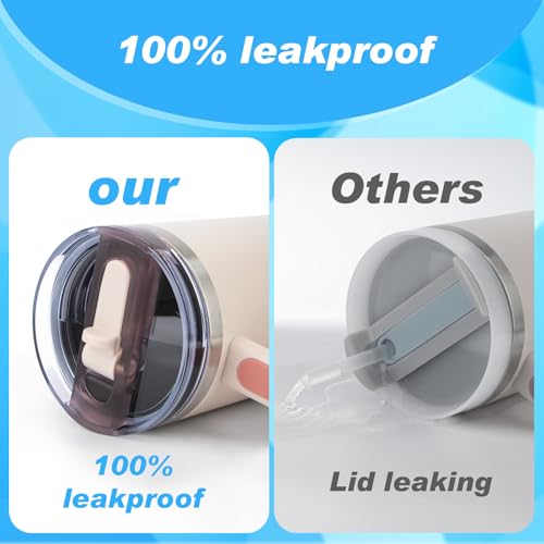 2 Pcs 40oz Tumbler Detachable Flip Straw Lid For Stanley Cup Accessories,Leak Proof Cup Top Lids BPA Free Spill Sproof Straw Cover Replacement for Stanley Quencher Protour