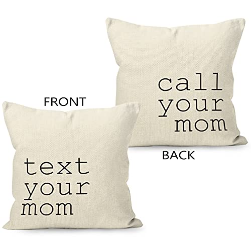 Call Text Your Mom White Reversible Throw Pillow Cover 18x18