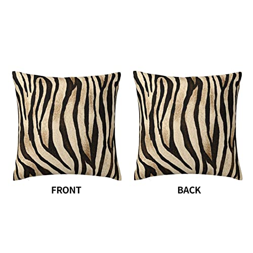Tiger Print Throw Pillow Cover - Black & Gold 18x18 Inch