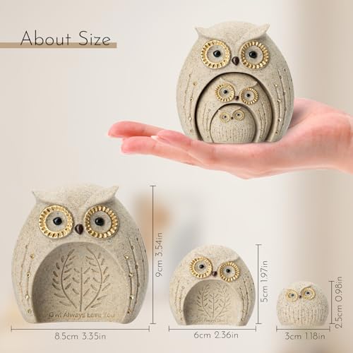 Handcrafted Owl Family Figurine - Decorative Resin Statue Gift