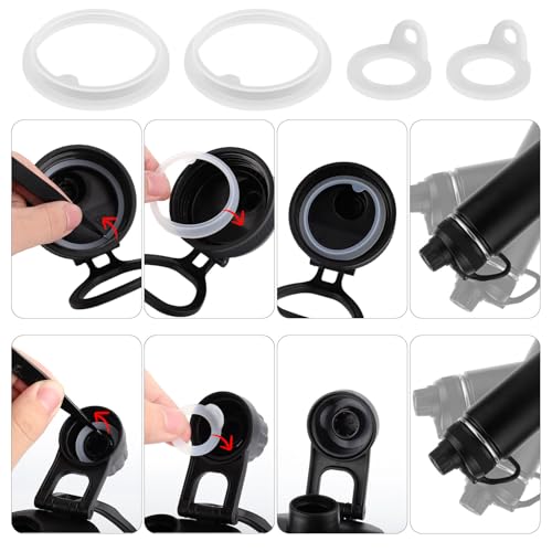 4pcs Gasket Replacement for TAKEYA Actives, Silicone Sealing Ring Gaskets Seal Parts Leak-Proof Water Bottle Lid O Ring Replacement Compatible with TAKEYA Actives All OZ (Not for TAKEYA Originals)