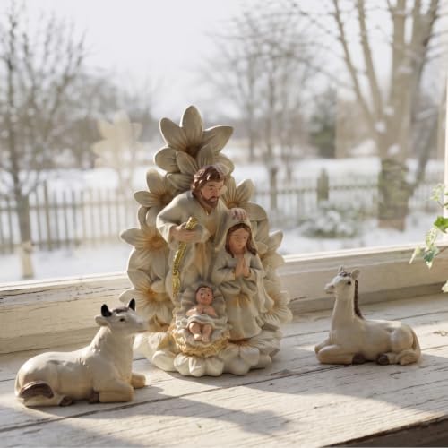 Holy Family Nativity Figurine Set - 3-Piece Resin Christmas Religious Decor