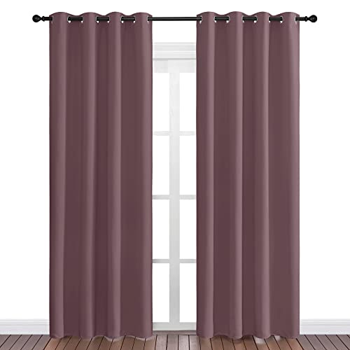NICETOWN Dry Rose Blackout Curtains 55"W x 86"L (2 Panels) - Soundproof & Thermal Insulated