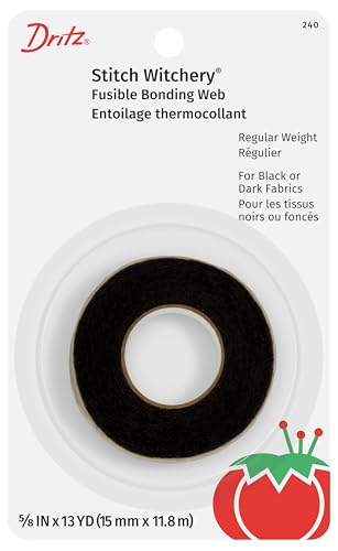 Dritz Stitch Witchery Fusible Bonding Web, Regular Weight, Black, 5/8" x 13 Yards