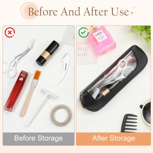 Clear Makeup Bag Waterproof Travel Cosmetic Organizer and Brush Bag Black
