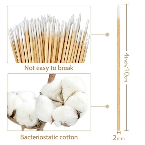 BABONIE 200PCS Bamboo Pointed Cotton Swabs - 4 Inch Micro Sticks for Makeup, Nail Art and Tattoo Care