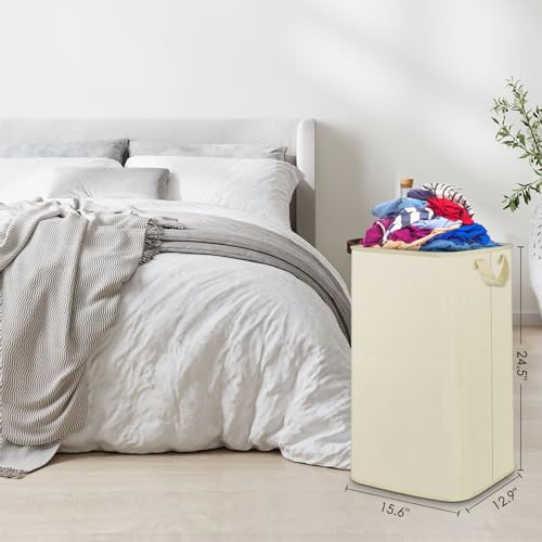 SNIGJAT 80L Beige Collapsible Laundry Basket with Handles