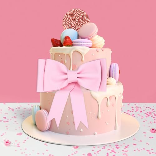 2 Oversized Pink Bow Cake Toppers | Princess Party Decorations