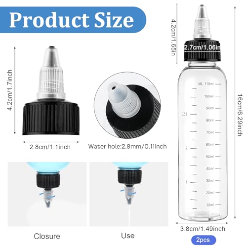 Hair Oil Applicator Bottle 2-Pack - 4 oz Plastic Root Comb Dispenser