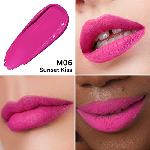 Oulac Hot Pink Matte Liquid Lipstick - Long Lasting No-Transfer Lip Color