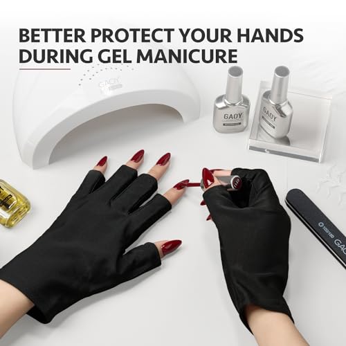 GAOY Anti UV Gloves for Gel Nail Lamp UPF50+ Fingerless Protection