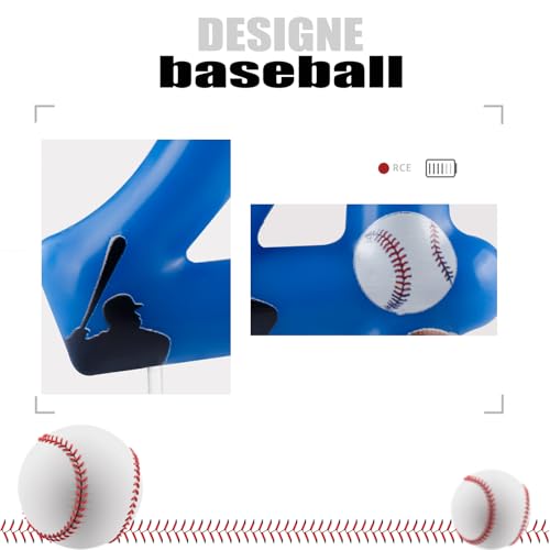 Blue Baseball Number 6 Birthday Candle Cake Topper for Sports Party