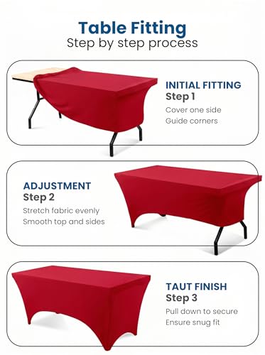 Utopia Kitchen 6ft Spandex Table Cloth - 2 Pack, Red Stretch Fitted Cover