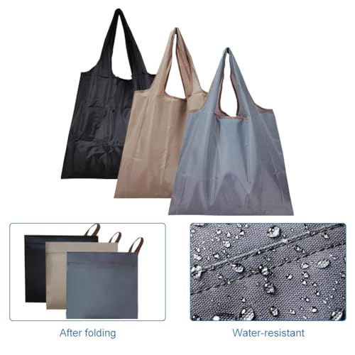 Reusable Grocery Bags 3 Pack - Foldable Nylon Shopping Totes