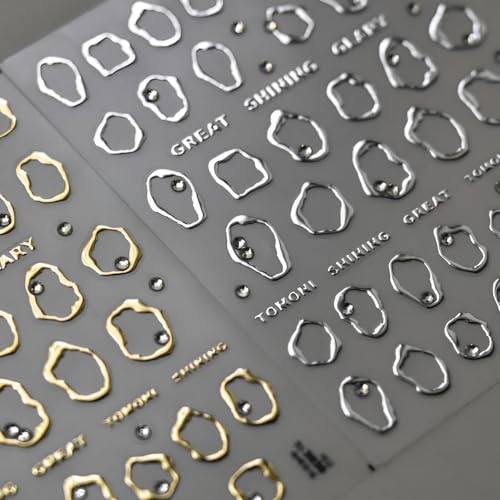 Dulyork 5D Embossed Gold & Silver Nail Stickers with Rhinestone Designs