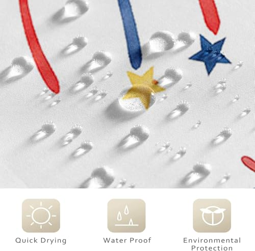 Caheansi 4th of July Gnomes Shower Curtain, Patriotic Red Blue Stars, 72x72 Inches, Pack of 1
