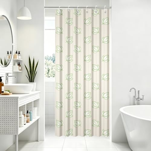 Yeele Minimalist Green Leaf Shower Curtain - Waterproof 36x72 Inch
