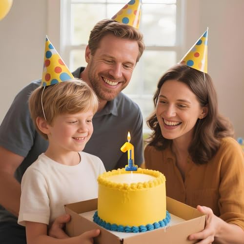 Number 1 Cartoon Birthday Cake Candle for Kids - Yellow Jeans Theme