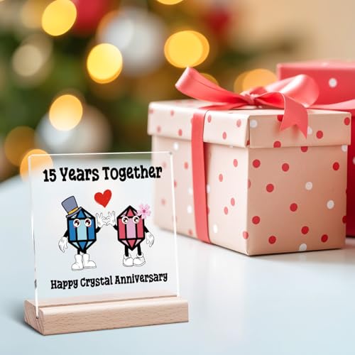 15th Wedding Anniversary Acrylic Desk Decor Sign for Couples