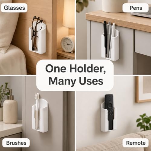 NEWHOOK White Remote Control Holder Wall Mount - 2 Pcs Self Adhesive