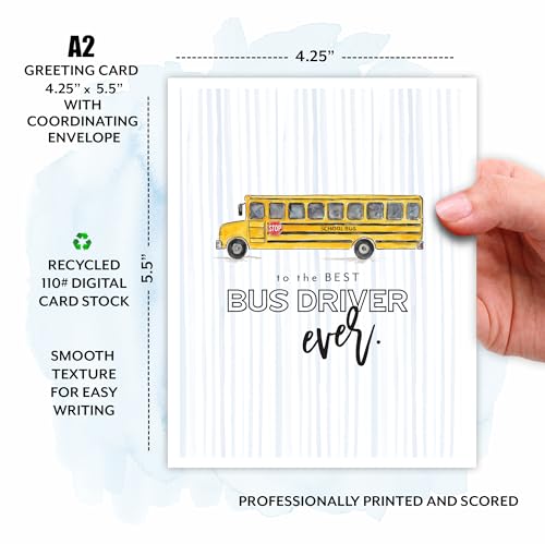 Bus Driver Appreciation Card with Envelope - Thank You Greeting