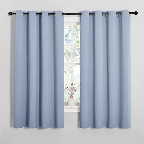 NICETOWN Vintage Blue Blackout Curtains 55" x 68" - 2 Panels