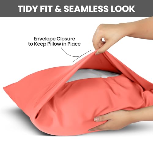 Queen Size Pillow Cases Set of 2 - Ultra Soft Coral Covers