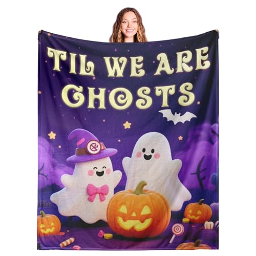 KINMES Til We Are Ghosts Halloween Flannel Throw Blanket, Color 4, 50x60in