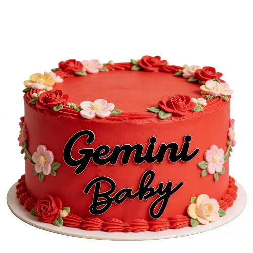 Gemini Baby Cake Topper - Black Acrylic Zodiac Decoration
