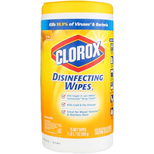 Clorox Disinfecting Wipes, Crisp Lemon Scent, 75 Count (Pack of 3)