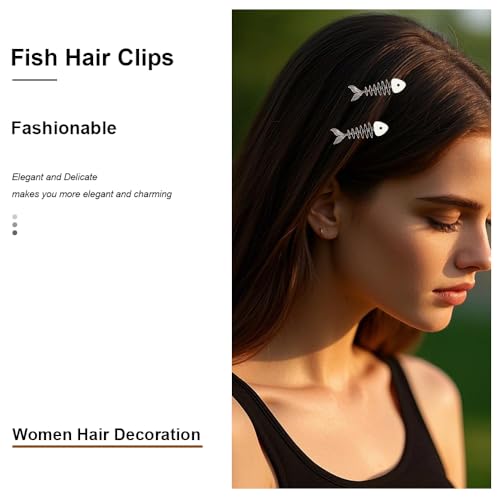 Alloy Fish Bone Hair Clips 2pcs Cute Hair Barrettes for Women