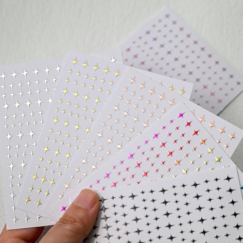Star Nail Stickers 6 Sheets 3D Self Adhesive Gold Silver Decals