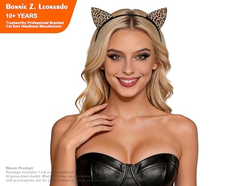 Leopard Cat Ears Headband Handcrafted Cute Hair Accessory for Costumes