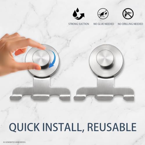 Shower Razor Holder - 2 Pack No-Drill Suction Cup Hooks