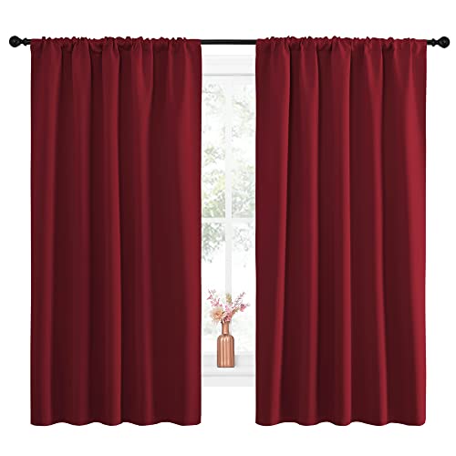 NICETOWN Burgundy Blackout Curtains - Thermal Insulated Drapes (2 Panels, 52" x 63")