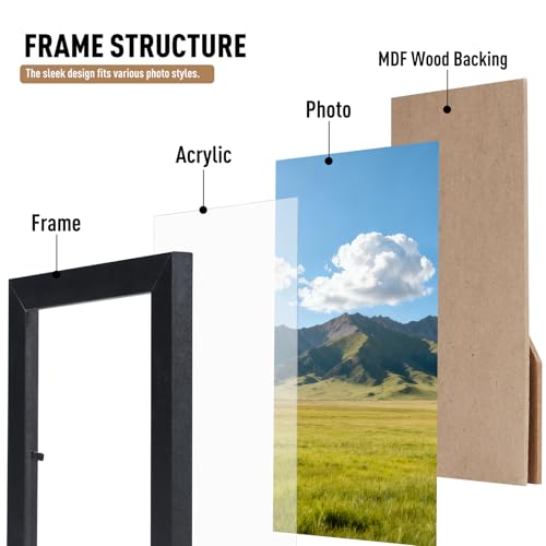 MAXECHO Black Picture Frame Set of 5 - 4x6 & 5x7 Wall & Tabletop Collage Frames