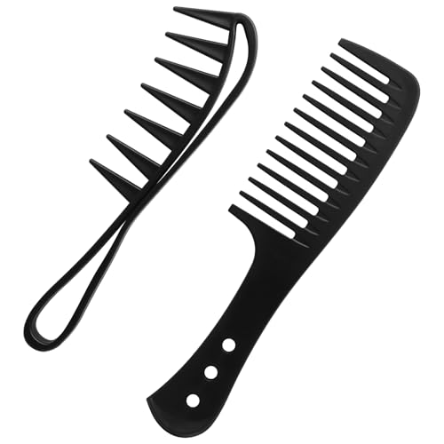 Qjaiune Wide Tooth Hair Comb Set 2-Pack for Curly Hair and Beard Grooming