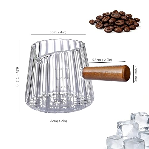 Ohola 6oz Espresso Measuring Cups with Wood Handle, 2-Pack