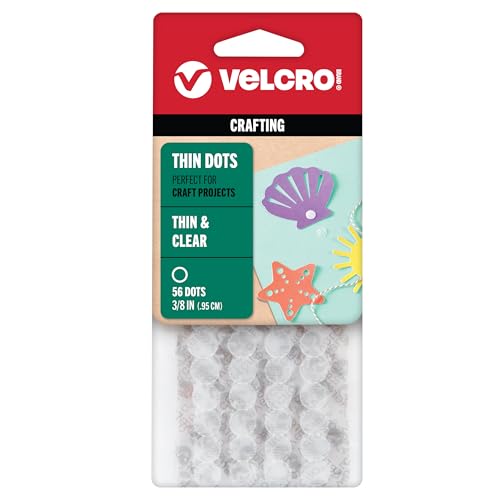 VELCRO Thin Clear Fasteners, 3/8" Circles - 56 Count for Home & Office