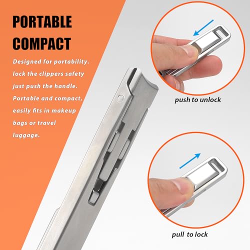 LePinko Wide Jaw Nail Clipper for Thick Toenails with Catcher & Glass Buffer