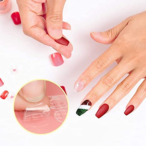 Kalolary 240PCS Double-Sided Nail Adhesive Tabs - Clear Jelly Gel Glue Stickers for False Nails
