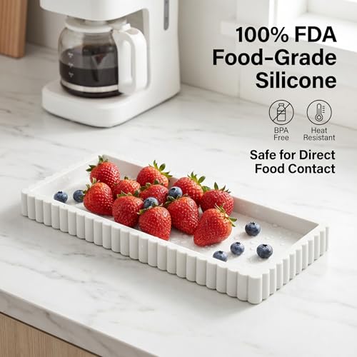 Nevado Beige Silicone Vanity Tray Small Decorative Bathroom Organizer