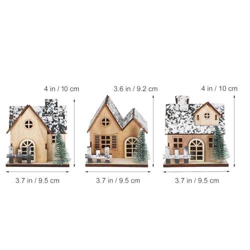 Lighted Christmas Village Houses Set with LED Lights, Wooden Holiday Decor
