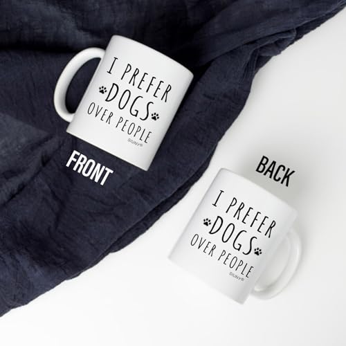 Dog Lover Coffee Mug - I Prefer Dogs Over People, 11 oz - Variation of DOGS