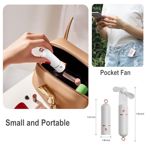 AOCOOLFAN White Portable Handheld Fan - USB Rechargeable, 3 Speed, Travel Essential