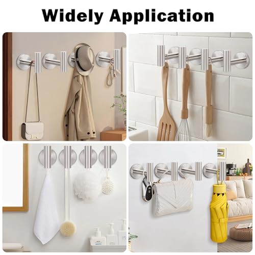 Livabber 304 Stainless Steel Wall-Mounted Towel Hooks - 4 Pack, Brushed Nickel